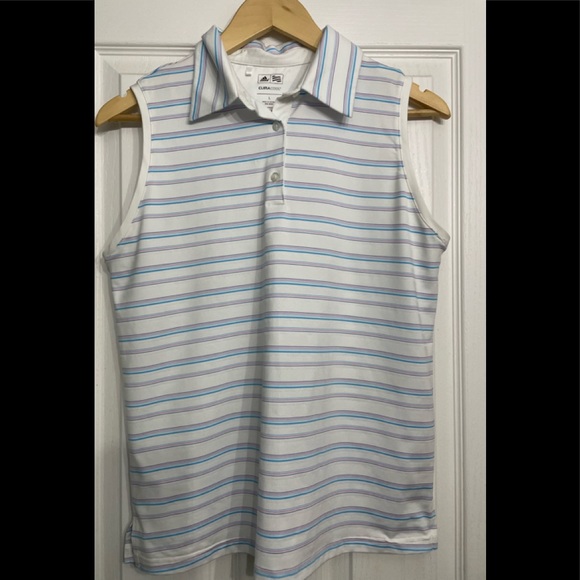 Adidas Clima Cool Golf Tank Top White/Blue Pink Stripe Size - Large - Picture 1 of 4